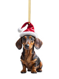 Christmas Cute Dachshund Flat Creative Gift Decorative Pendant