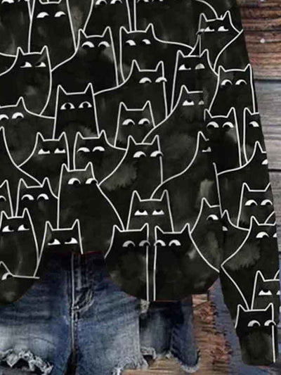 Cute Cat Print Casual Sweatshirt