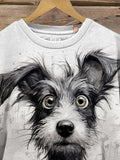 Funny Ink Color Dog Art Design Print Casual Sweatshirt