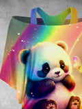 Women's Rainbow Panda Art Design Two Piece Suit Top