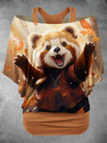 Women's Animal Red Panda Art Design Two Piece Suit Top