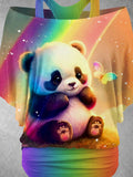 Women's Rainbow Panda Art Design Two Piece Suit Top