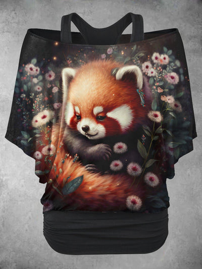 Women's Cute Red Panda Art Design Two Piece Suit Top
