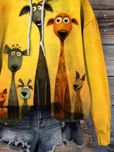 Women's Funny Dog Print Casual Sweatshirt