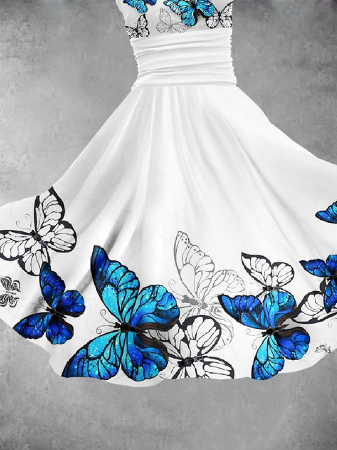 Women's  Butterfly Art Design Midi Dress