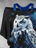 Women's Star Owl Art Design Two Piece Suit Top