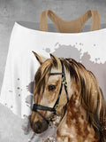 Women's Watercolor horse art Design Two Piece Suit Top