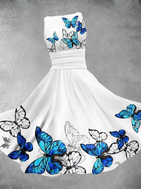 Women's  Butterfly Art Design Midi Dress