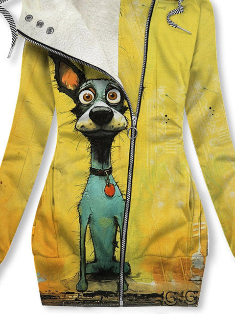 Women's Funny Cute Dog Art Print Casual Sweatshirt