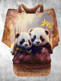 Women's Cute Panda Artistic Two Piece Suit Top
