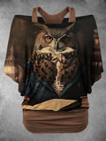 Women's Halloween Magic Owl Animal Two Piece Suit Top