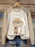 Funny Cute Cat Art Print Casual Hoodie Sweatshirt