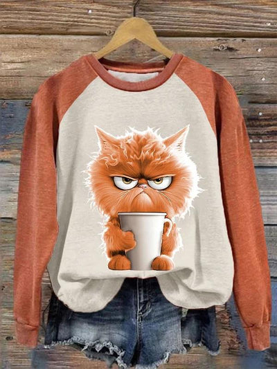 Funny Cute Cat Art Print Casual Hoodie Sweatshirt