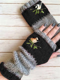 Basic Gestrickte Handschuhe mit Blumenmuster