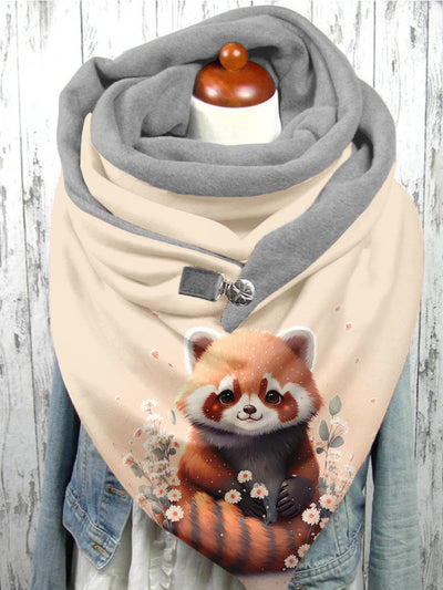 Raccoon Red Panda Art Print Cozy Warm Scarf