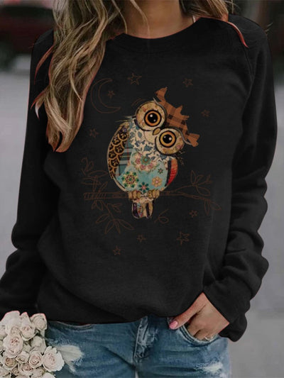 Women's Sweatshirt Cute Owl Print Tops