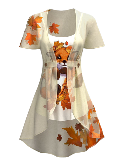 Women's Maple Fox Through Yarn Two Piece Suit Top