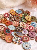 50 Stück 25 mm mehrfarbige Holzknöpfe, runde Nähknöpfe für Basteltaschen, Hut, Kleidung, Dekoration