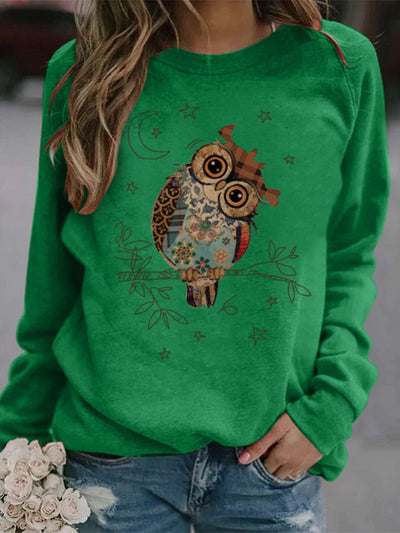 Women's Sweatshirt Cute Owl Print Tops