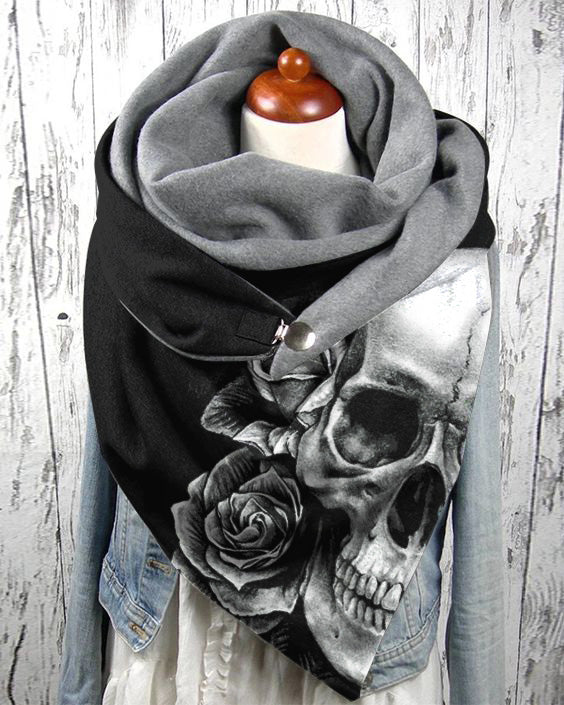 Punk rose skull print scarf scarves