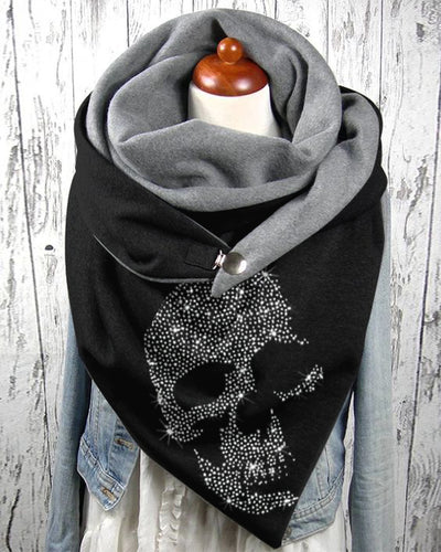Rhinestone skull punk scarf scarves