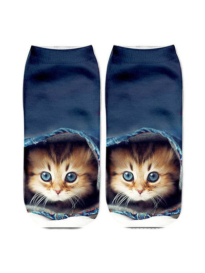 Cute Cat Series Printed Ankle Socks
