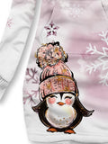 Women's Winter Penguin Snowflake ArtCasual Sweatshirt