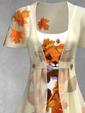 Women's Maple Fox Through Yarn Two Piece Suit Top