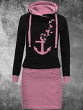 Women's Anchors Casual Print Sweatshirt Dress