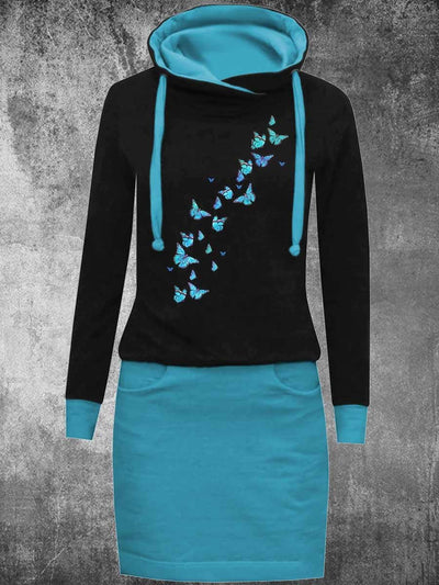 Women's Butterflies Casual Print Sweatshirt Dress