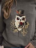 Women's Owl Art Print Sweatshirt