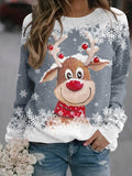Women's Multicolor Christmas Reindeer Bleached Sweatshirt