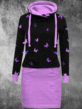 Women's Butterfly Casual Print Sweatshirt Dress