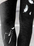 Women's Cat And Feather Art Casual Tight Leggings