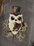 Women's Owl Art Print Sweatshirt