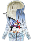 Women's Winter Penguin Print Casual Track Jacket