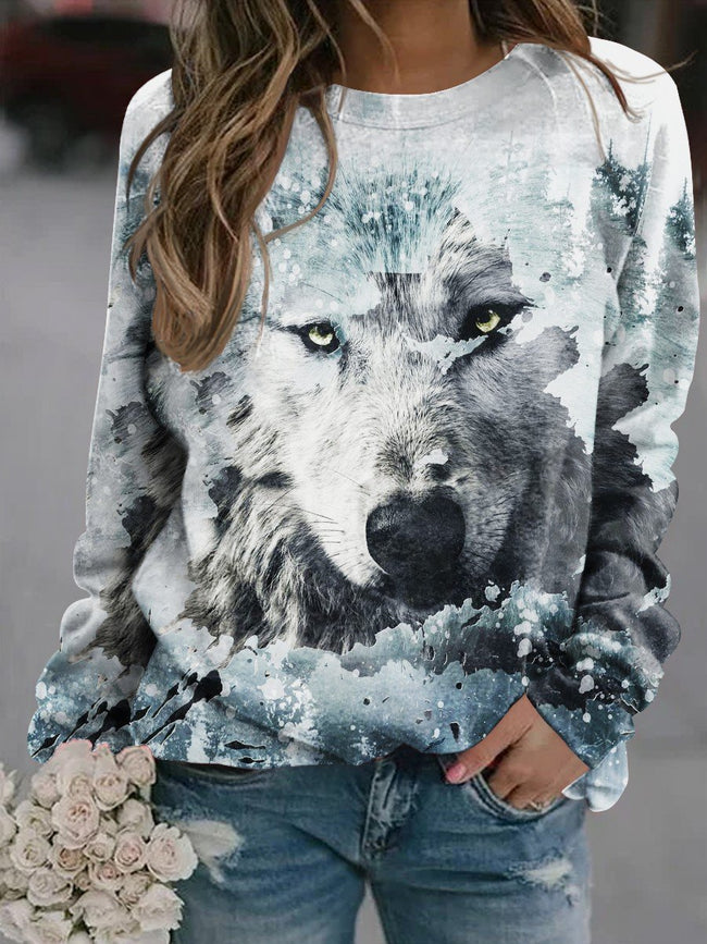 Women's Art Wolf Casual Sweatshirt