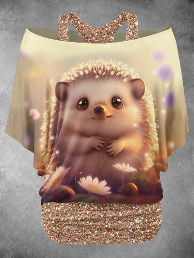Women's Hedgehog Art Design Two Piece Suit Top