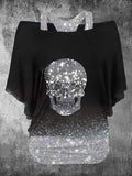 Women's Vintage Punk Skull Printed Two Piece Top