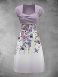 Women's Floral Butterfly Artistic Patchwork Casual Maxi Dress