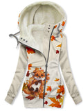Women's Maple Leaf Cute Fox Plus Velvet Casual Sweatshirt