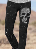 Punk Skull Printed Slim Fit Pants