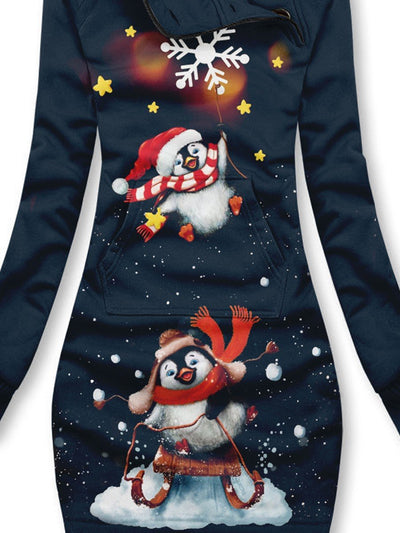 Winter Snowflake Penguin Art Casual Print Sweatshirt