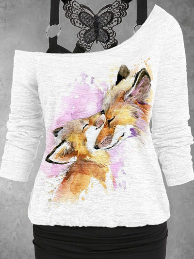 Women's Fox  Art Desig Two Piece Suit Top