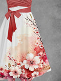Women's Vintage Floral Art Two Piece Dress