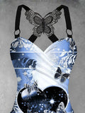 Women's Beautiful Flower Butterfly Art Printing Casual Tank Top