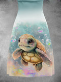 Women's Ocean Turtle Art Design Maxi Dress