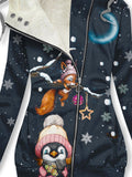 Women's Penguin Squirrel Winter Snowflake Art Print Casual Sweatshirt