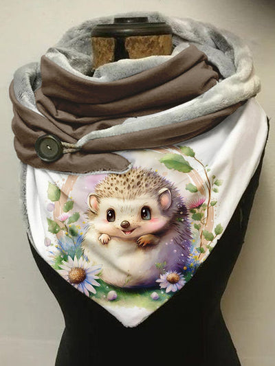 Cute Hedgehog Casual Print Scarf