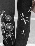 Women's Dandelion And Dragonfly Art Casual Tight Leggings